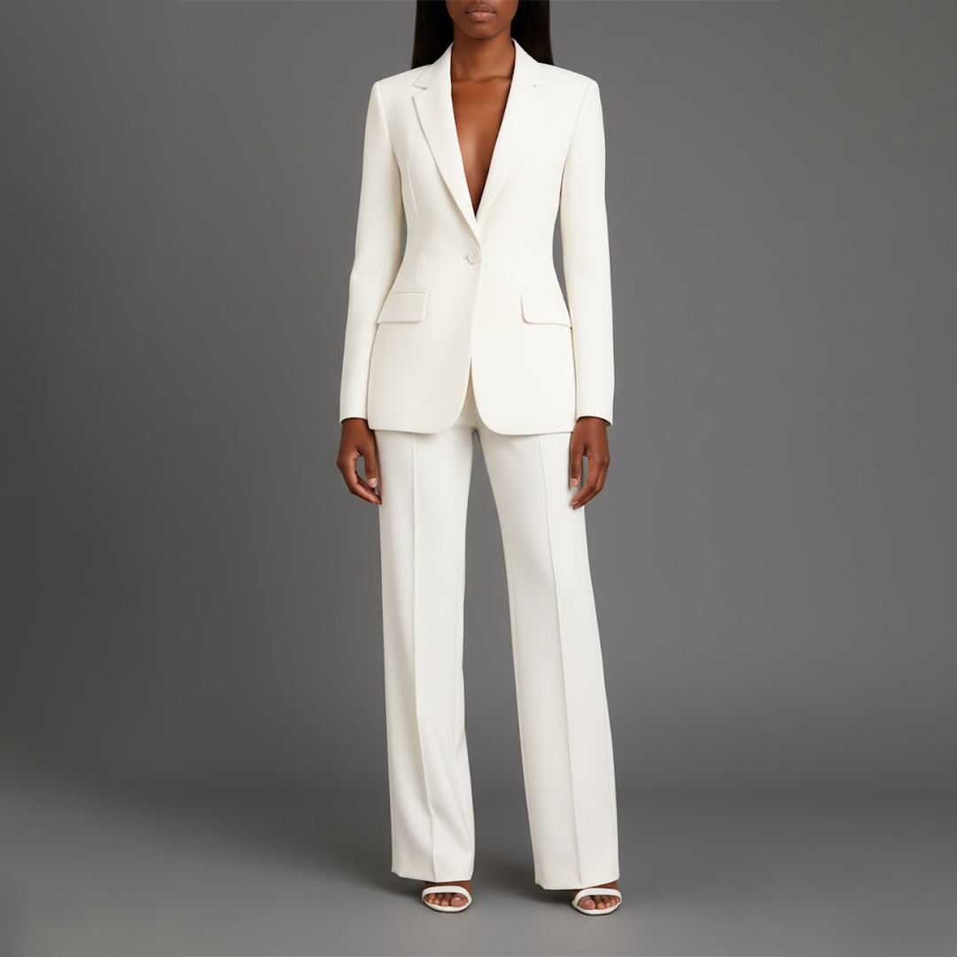 Women's Tailored Workwear Trouser Suit in White