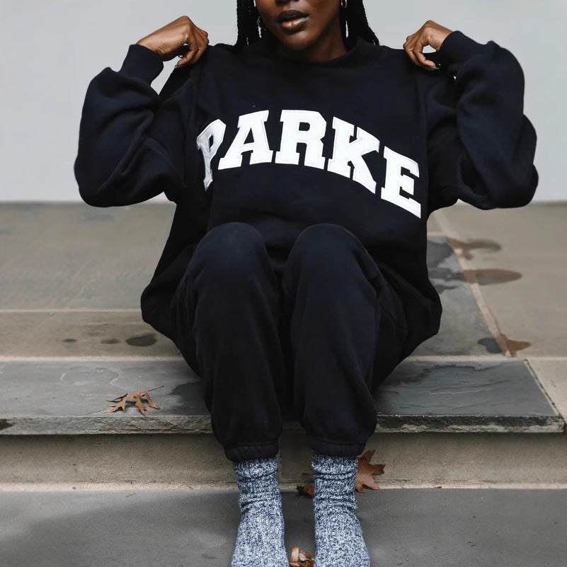 Women's Mock-Neck Casual Sweatshirt in Black