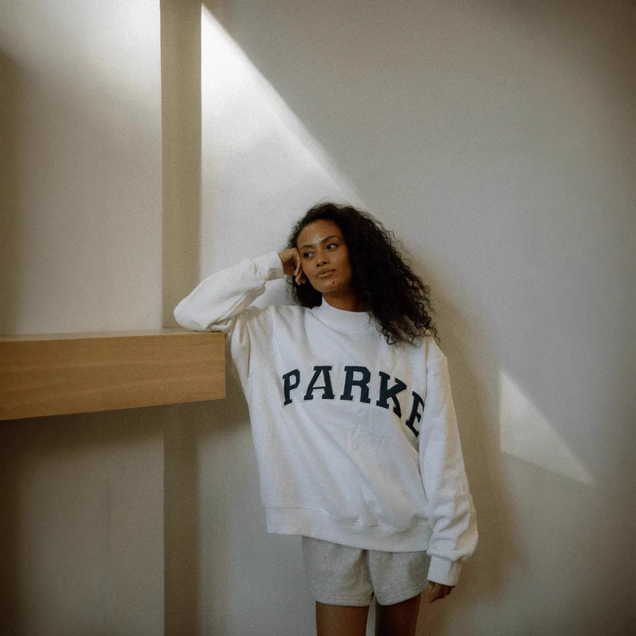 Women's Mock-Neck Casual Sweatshirt in White