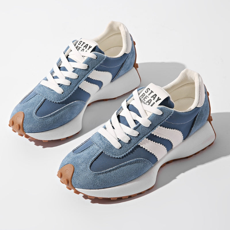 Women's Orthopaedic Striped Casual Trainers in Blue