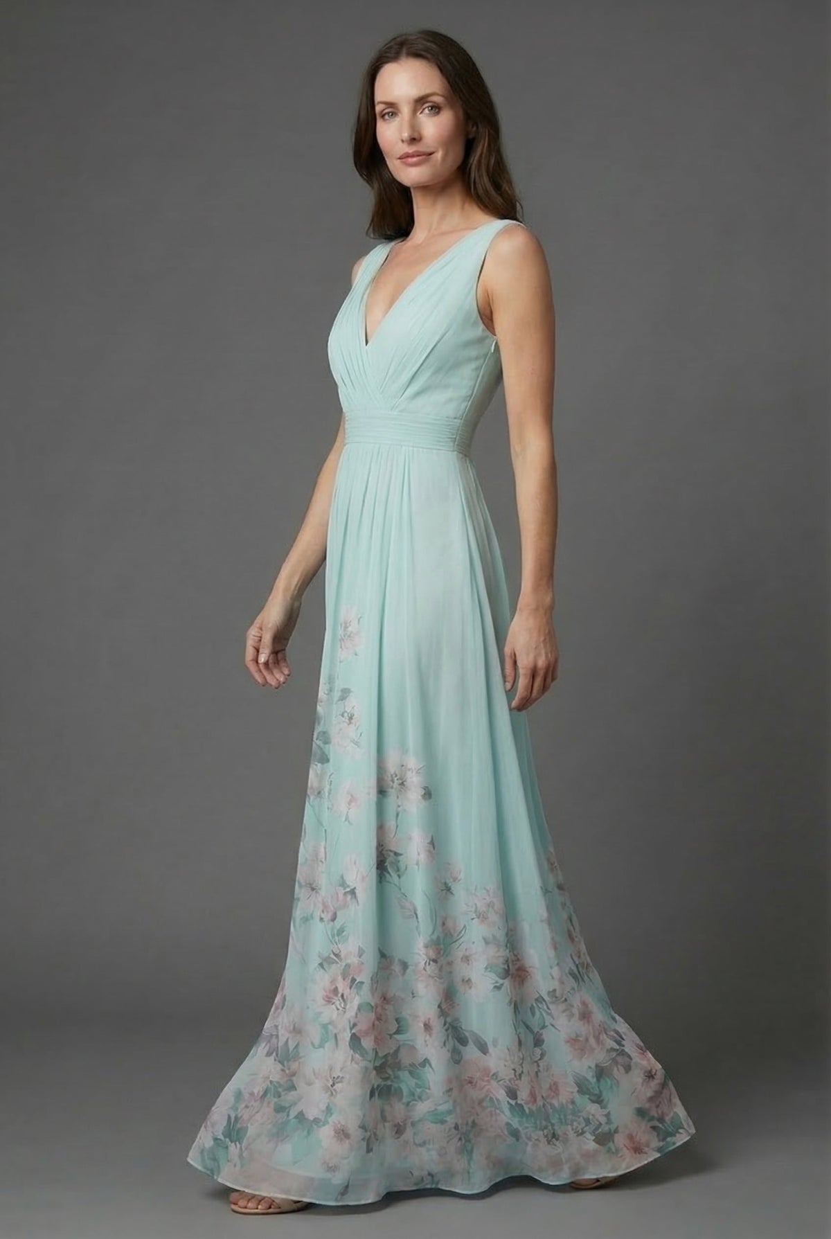 Pleated Wedding Guest Maxi Dress in Mint