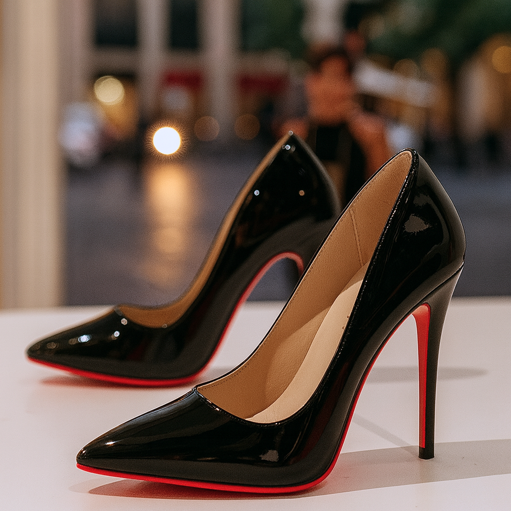 Pointed-Toe Stiletto Evening Heels in Black