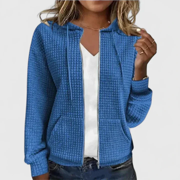 Women's Zip-Front Casual Hoodie in Blue