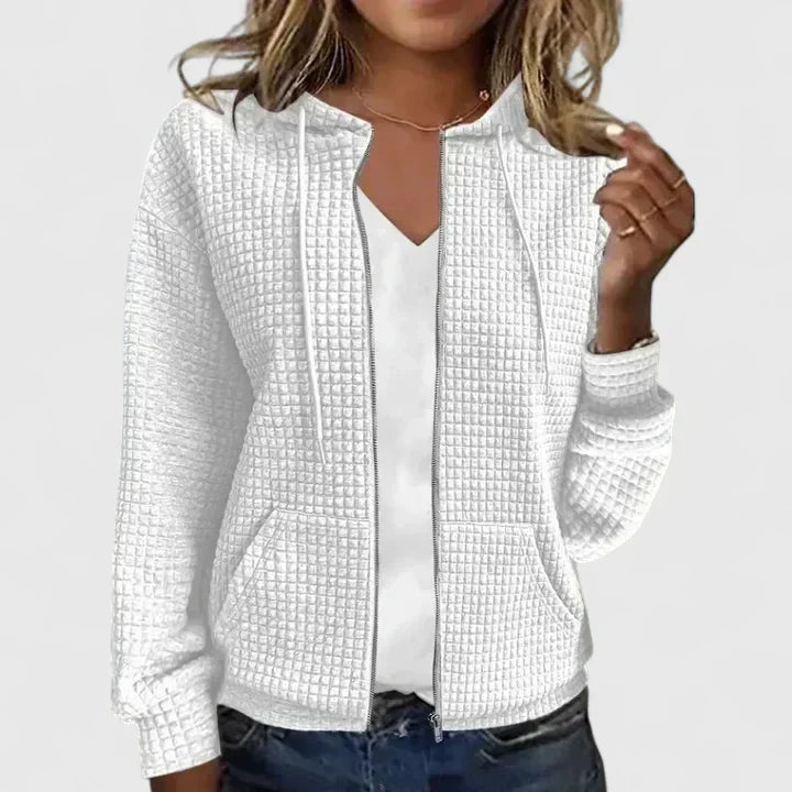 Women's Zip-Front Casual Hoodie in White