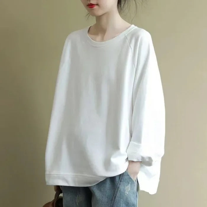Women's Oversized Casual Sweatshirt in White