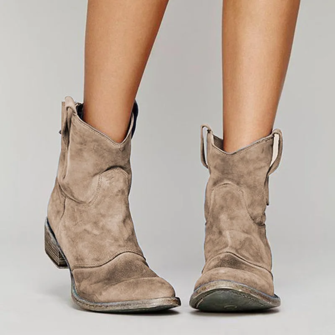 Women's Pull-On Casual Ankle Boots in Taupe