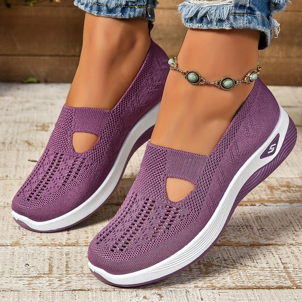 Slip-On Cut-Out Thick-Sole Casual Flats in Purple