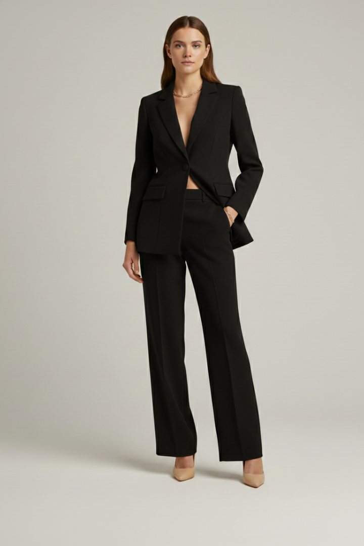 Women's Tailored Workwear Trouser Suit in Black