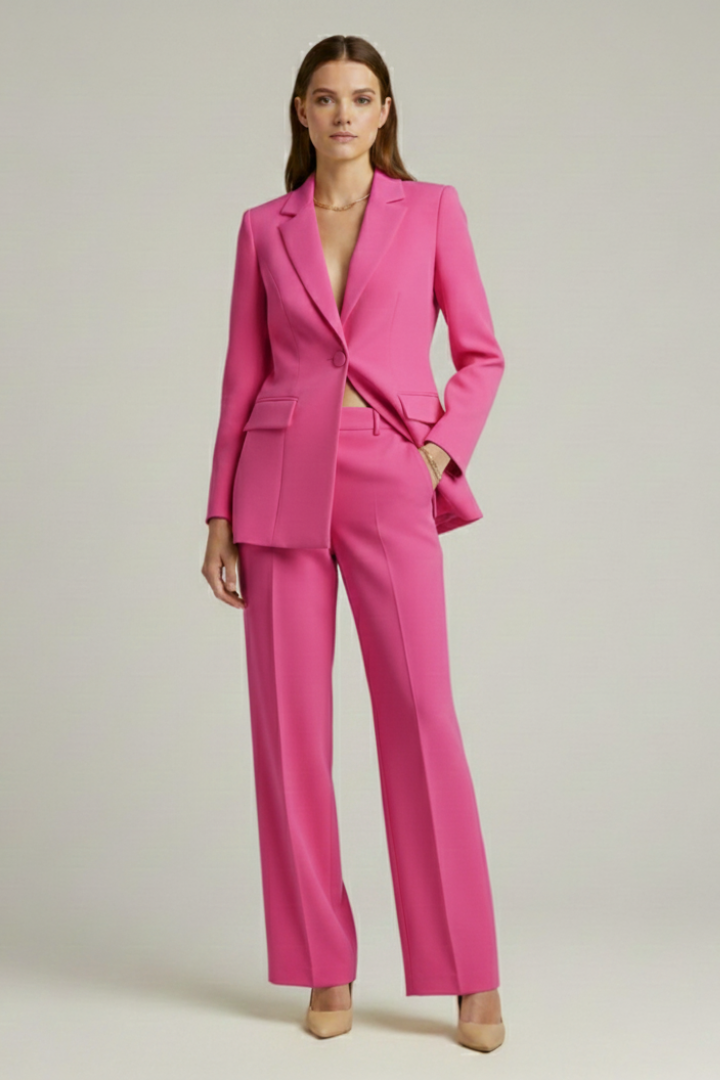 Women's Tailored Workwear Trouser Suit in Fuchsia
