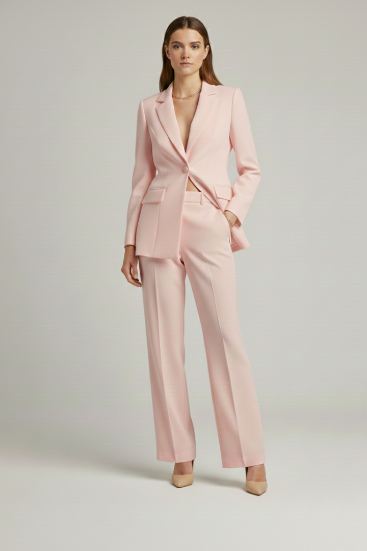 Women's Tailored Workwear Trouser Suit in Light Pink