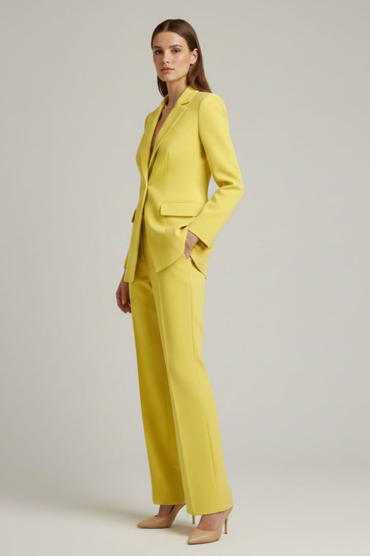 Women's Tailored Workwear Trouser Suit in Yellow