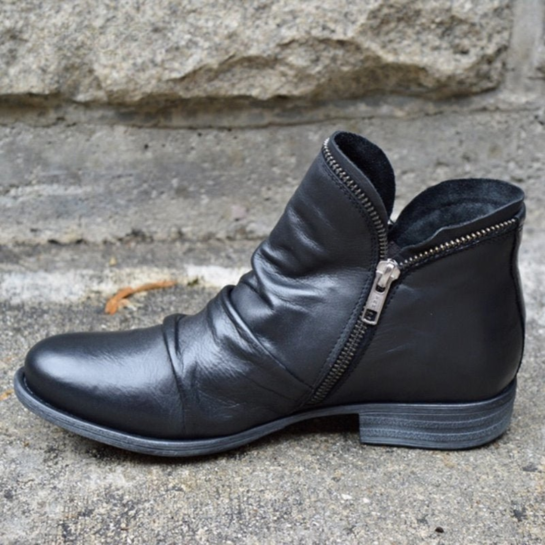 Women's Ruched Casual Ankle Boots in Black