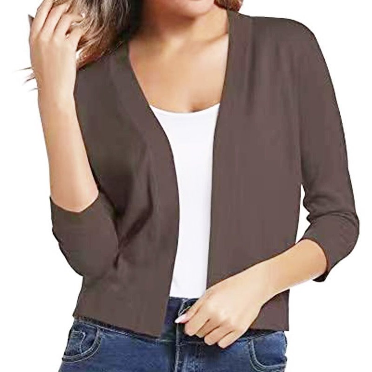 Women's Open-Front Casual Cardigan in Brown