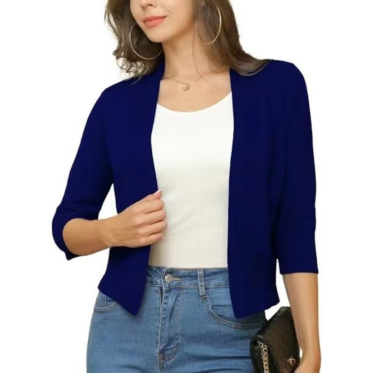 Women's Open-Front Casual Cardigan in Dark Blue