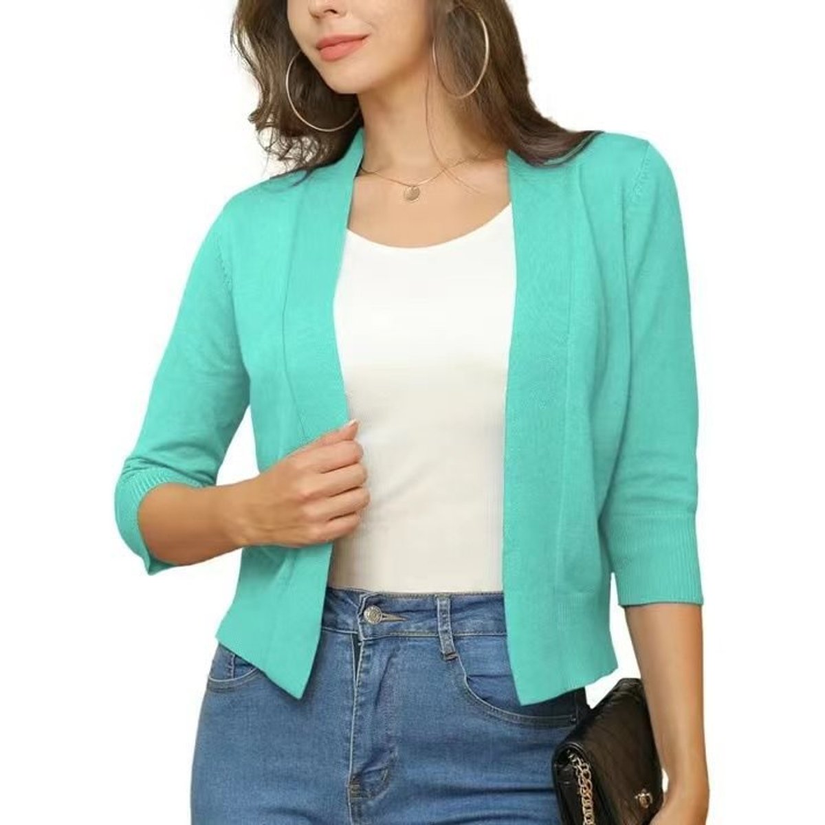 Women's Open-Front Casual Cardigan in Mint