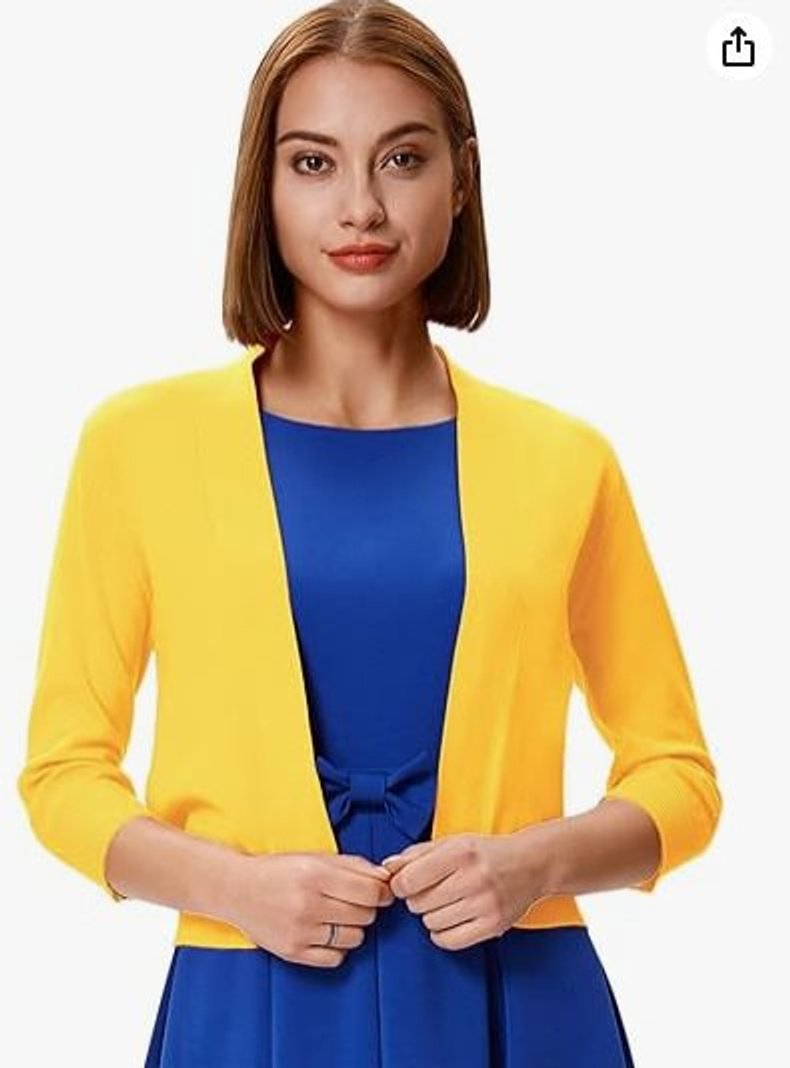 Women's Open-Front Casual Cardigan in Yellow