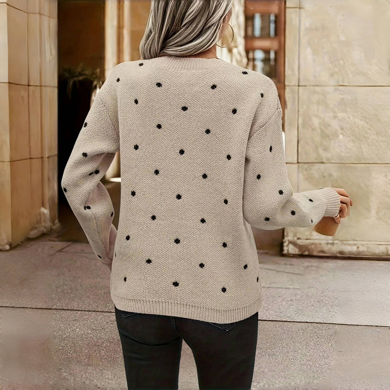 Women's Polka-Dot Casual Jumper in Beige