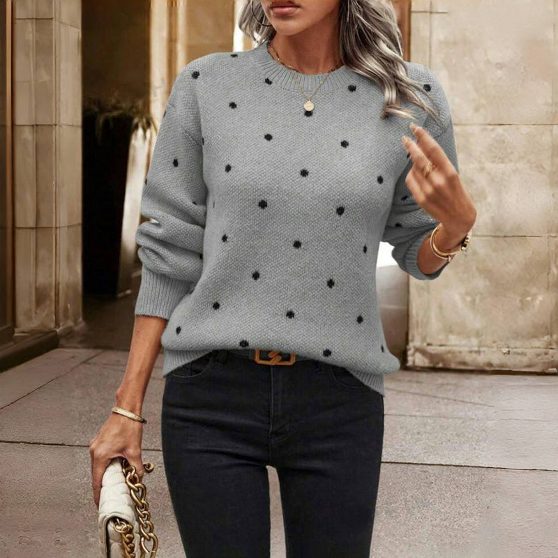 Women's Polka-Dot Casual Jumper in Grey