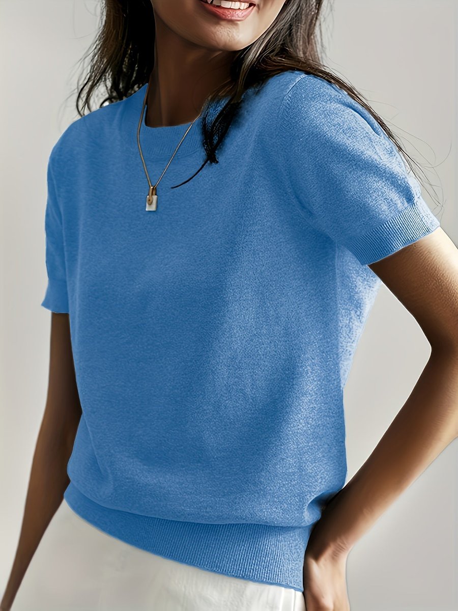Women's Short-Sleeve Casual Jumper in Blue