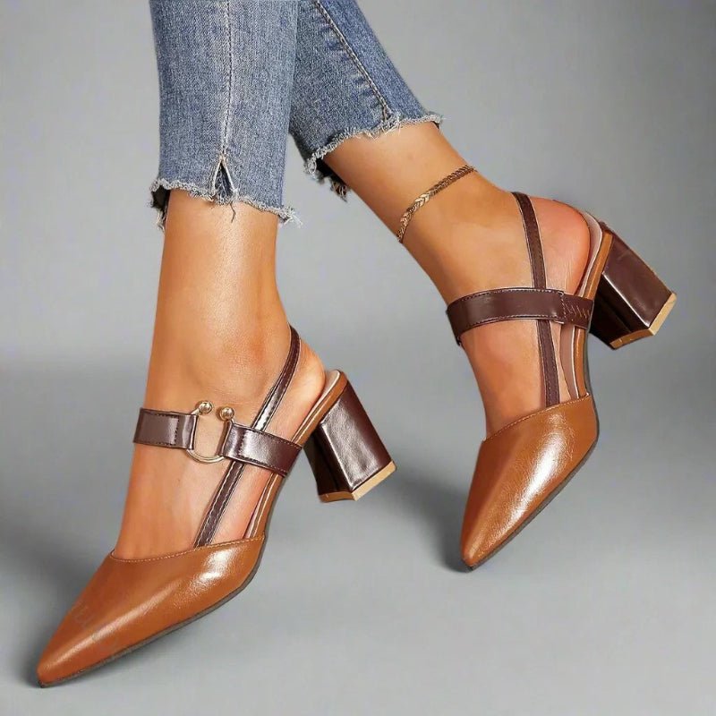 Orthopaedic Slingback Workwear Heels in Camel