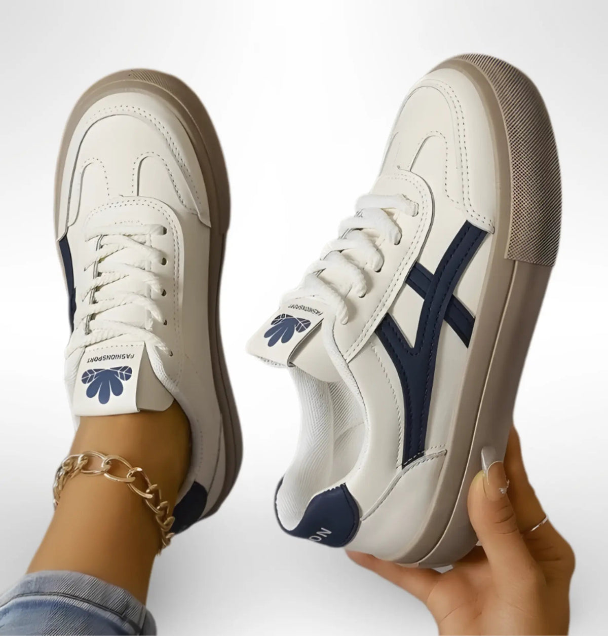 Women's Platform Casual Trainers in Navy