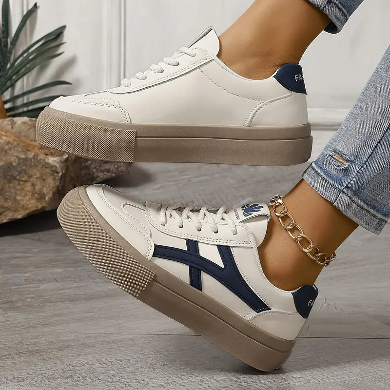 Women's Platform Casual Trainers in Navy