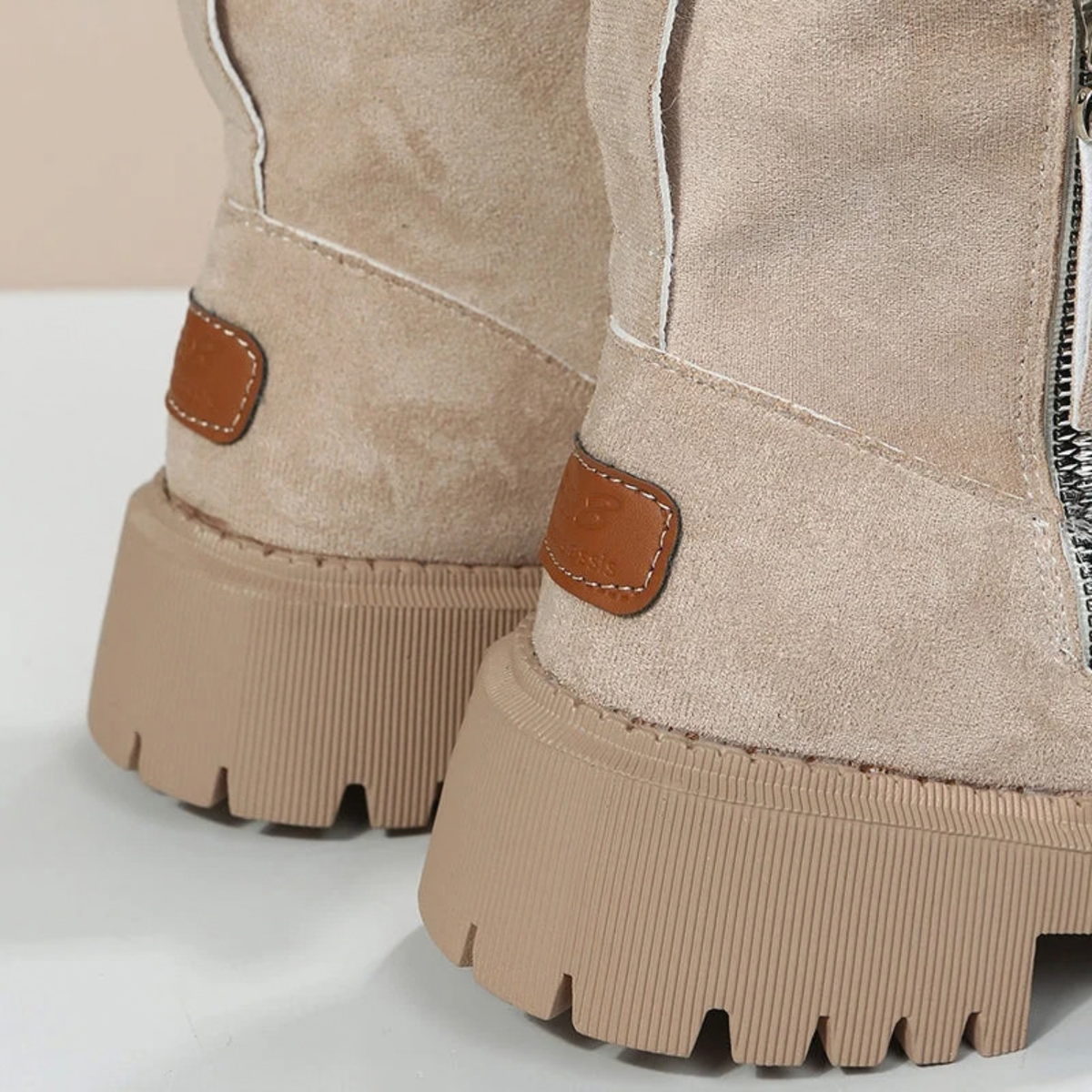 Women's Side-Zip Casual Ankle Boots in Taupe