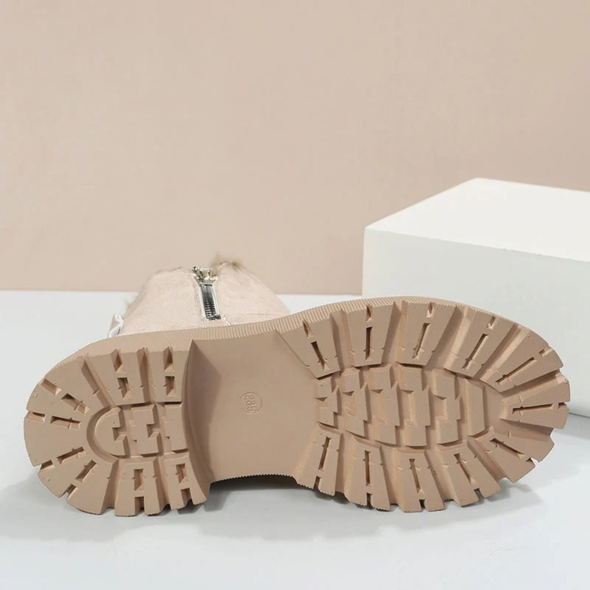 Women's Side-Zip Casual Ankle Boots in Taupe