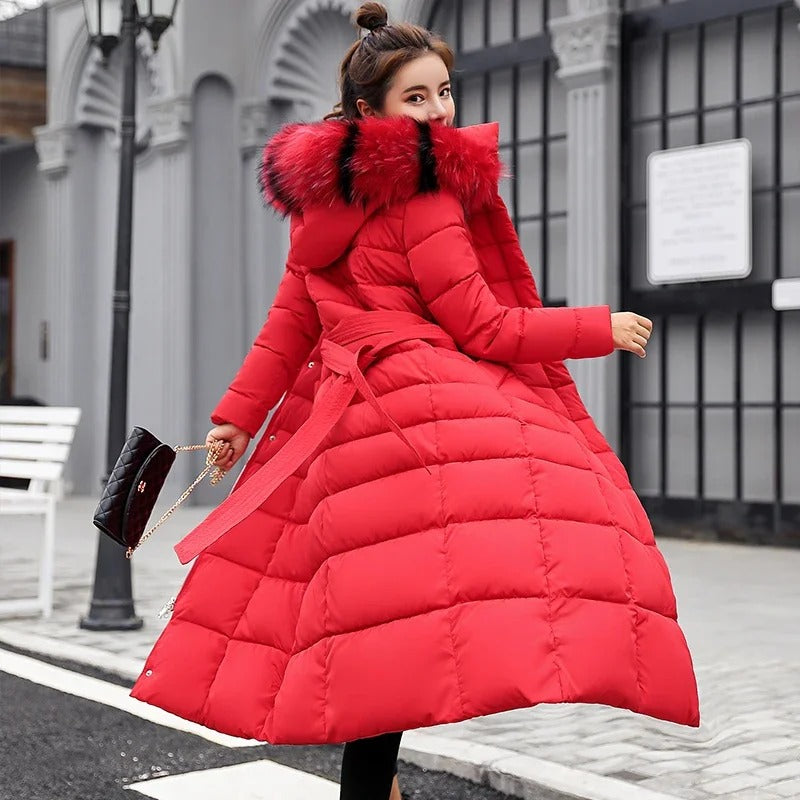 Women's Hooded Belted Quilted Casual Coat