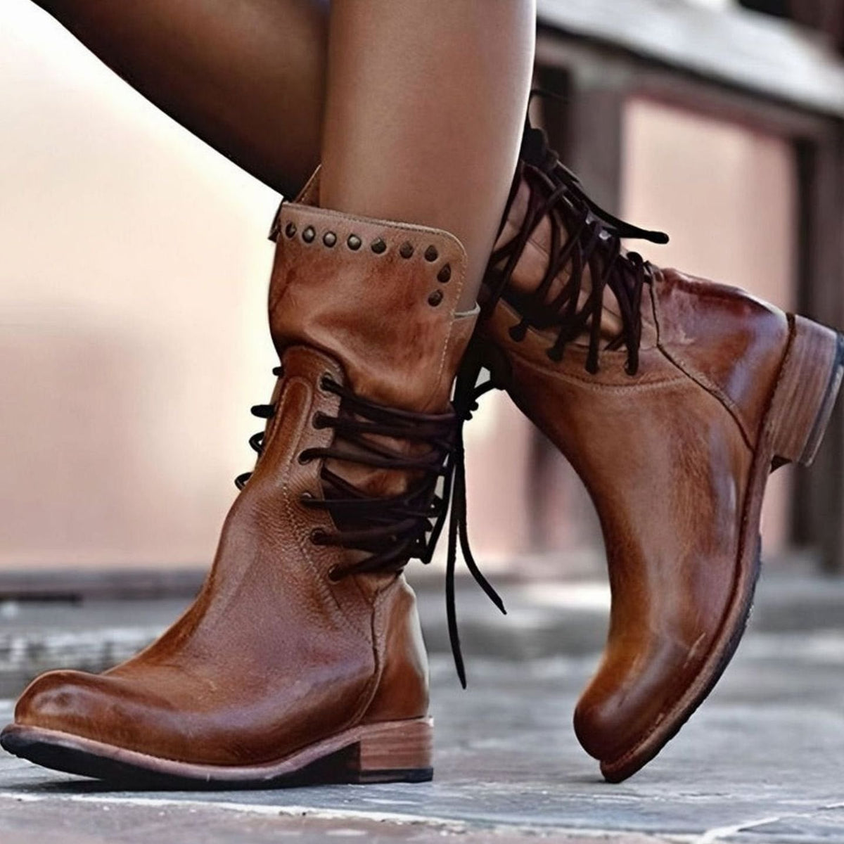 Women's Orthopaedic Lace-Up Casual Boots in Brown