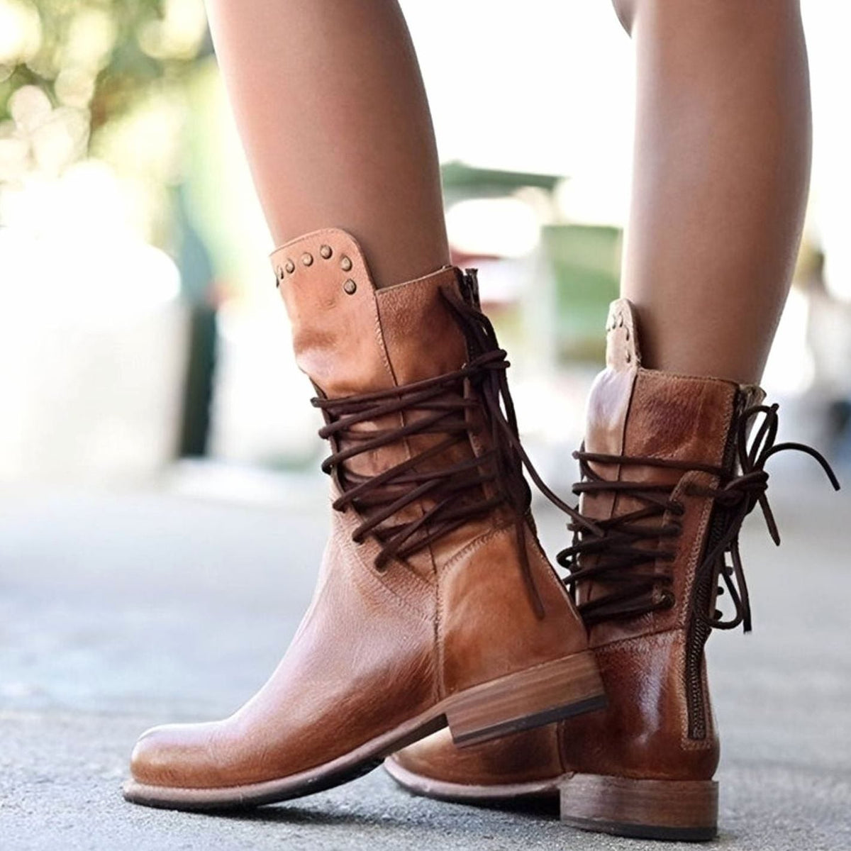 Women's Orthopaedic Lace-Up Casual Boots in Brown