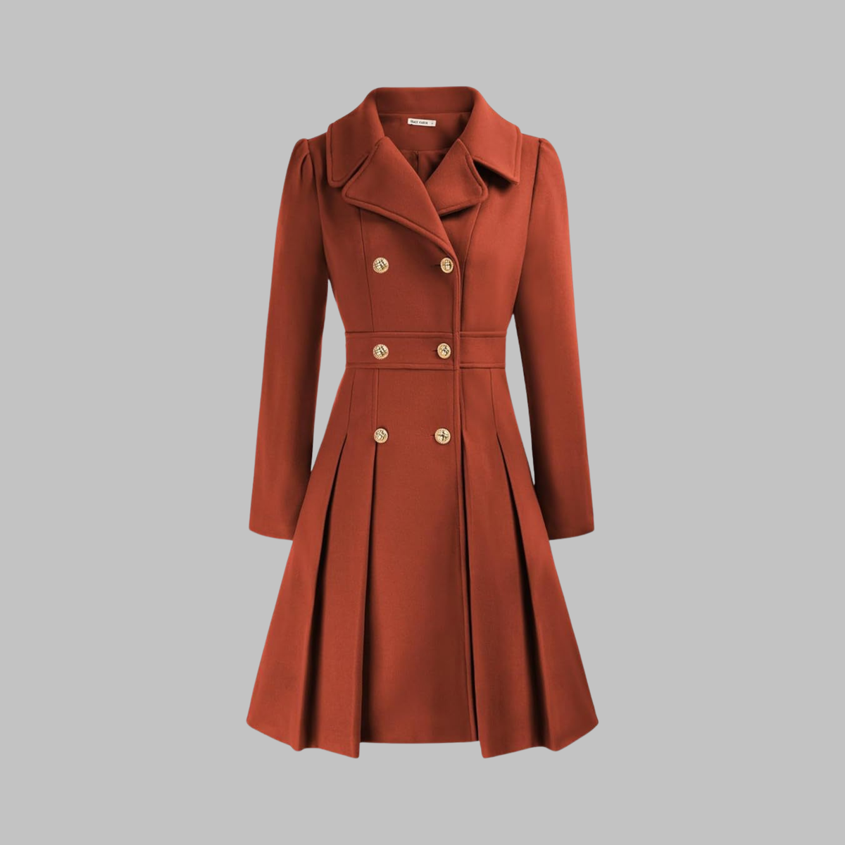 Women's Double-Breasted Casual Coat in Brick Red