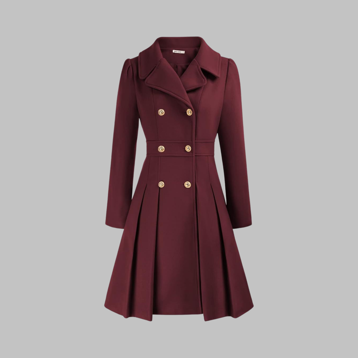 Women's Double-Breasted Casual Coat in Burgundy
