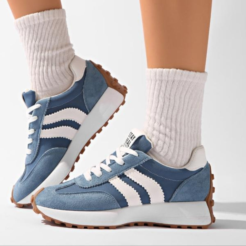 Women's Retro Lace-Up Casual Trainers in Blue
