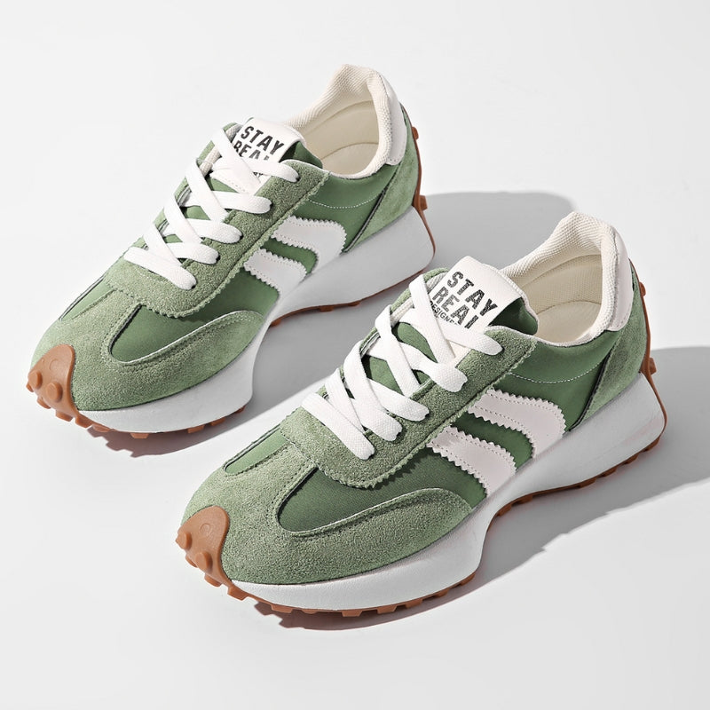 Women's Retro Lace-Up Casual Trainers in Sage