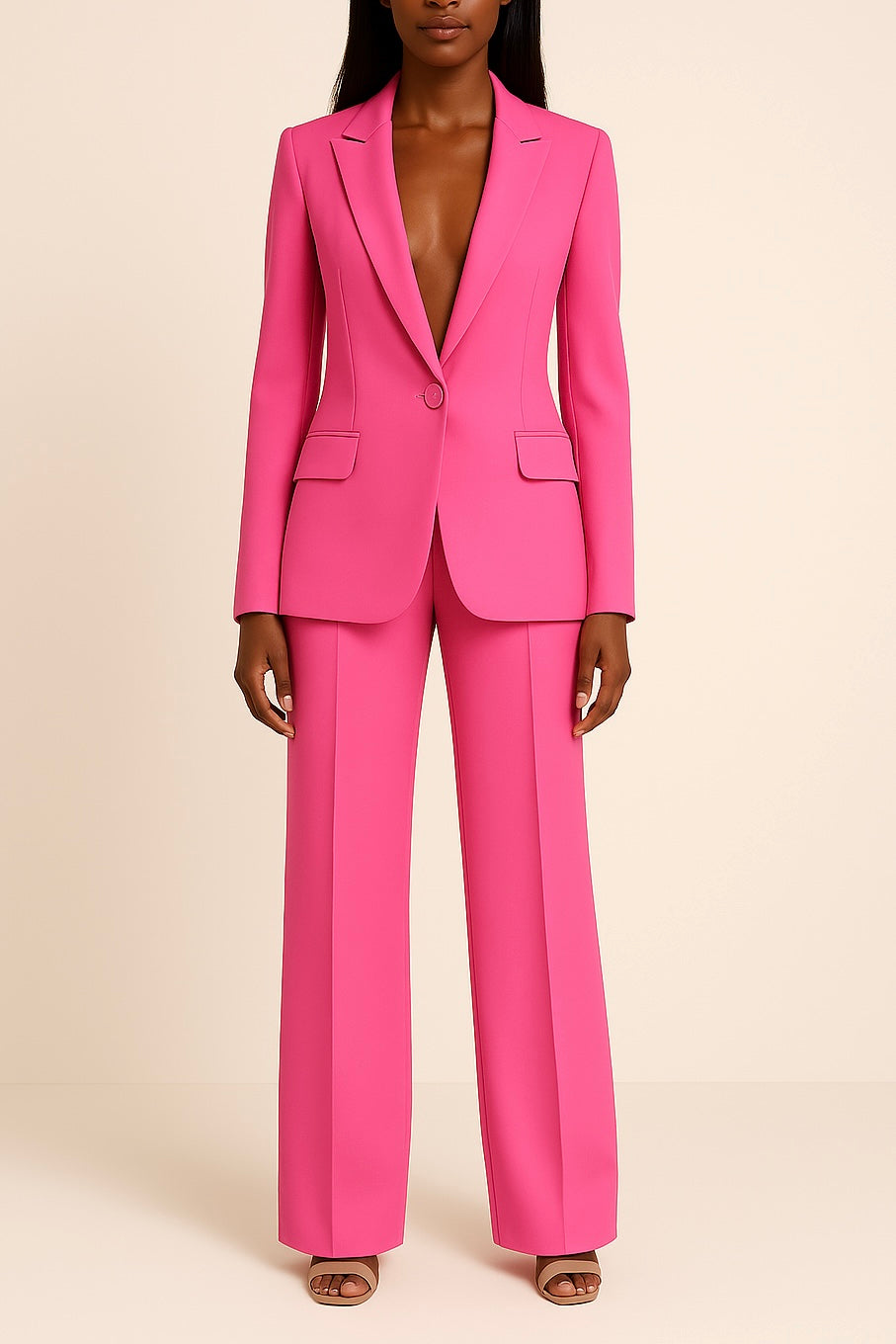 Women's Tailored Workwear Trouser Suit in Fuchsia