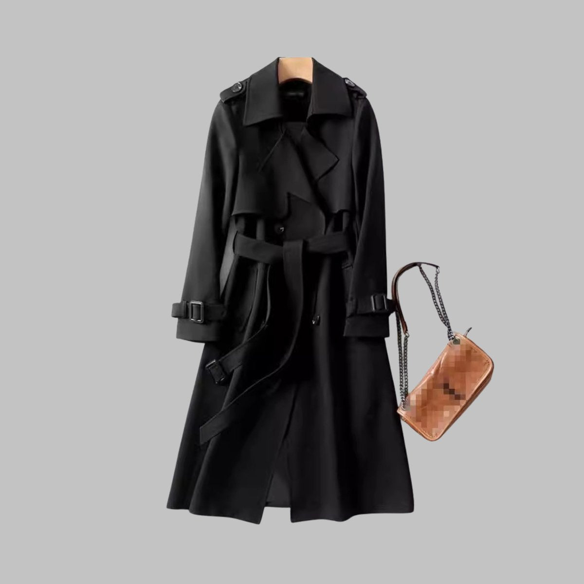 Women's Double-Breasted Workwear Coat in Black