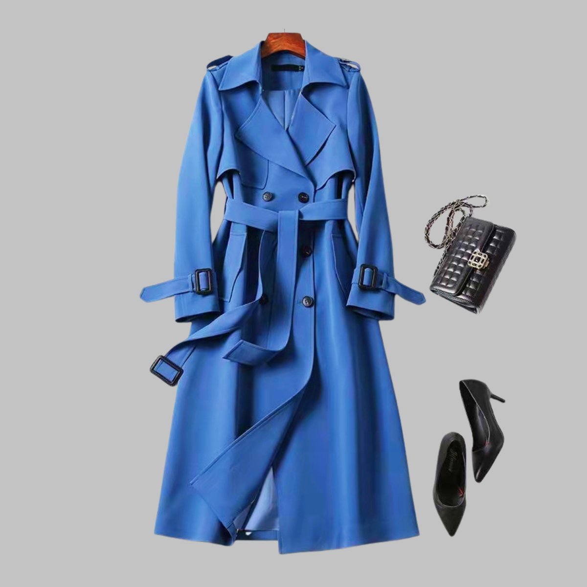 Women's Double-Breasted Workwear Coat in Blue