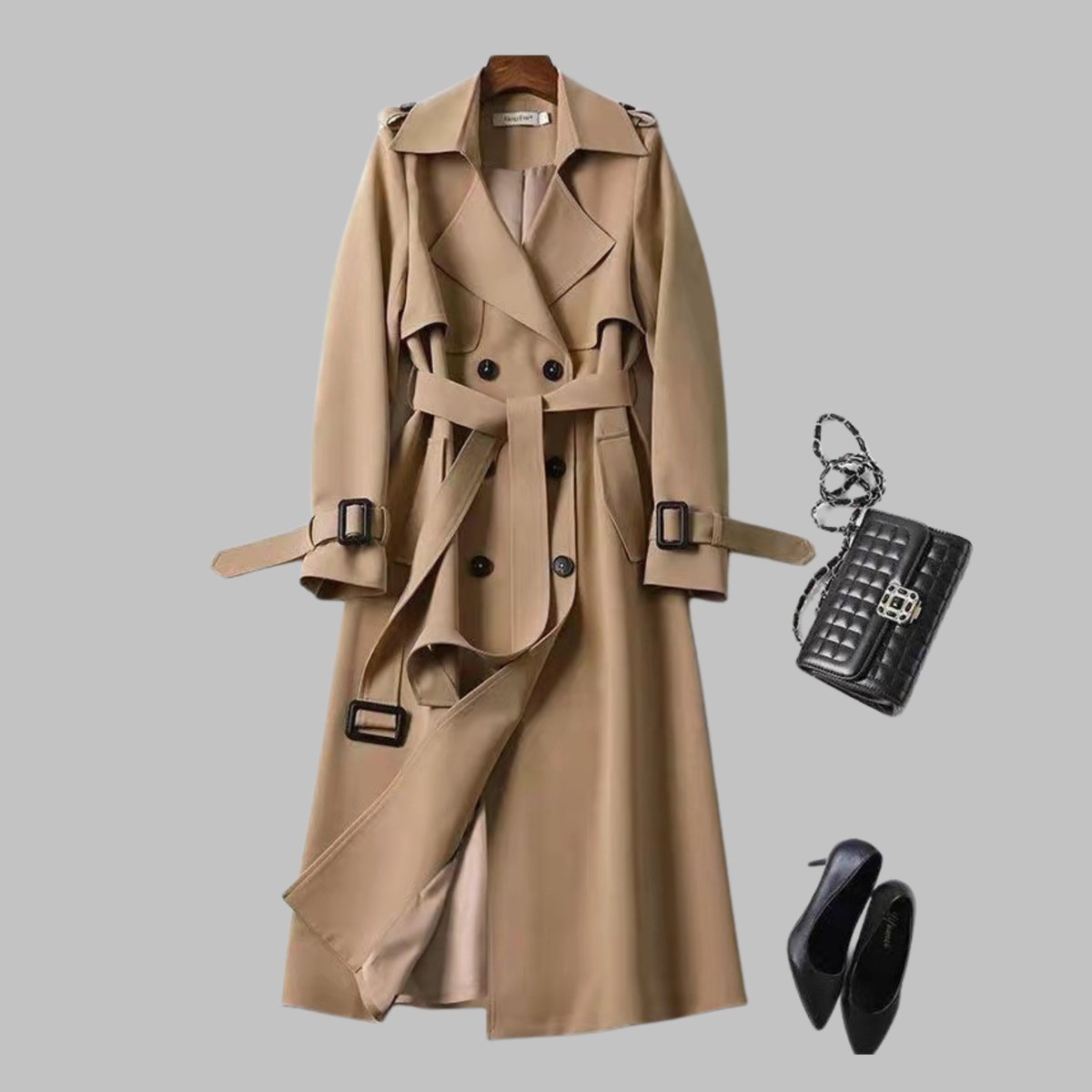 Women's Double-Breasted Workwear Coat in Camel