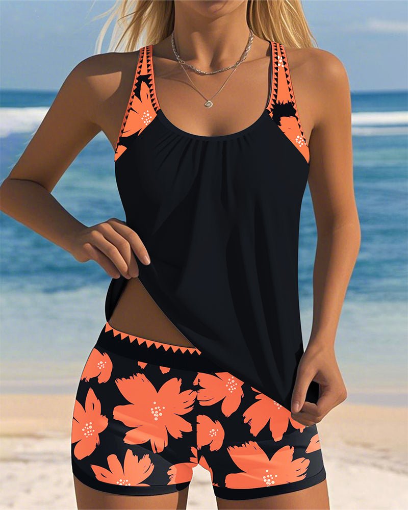 Ruched Racerback Beach Swimsuit in Black