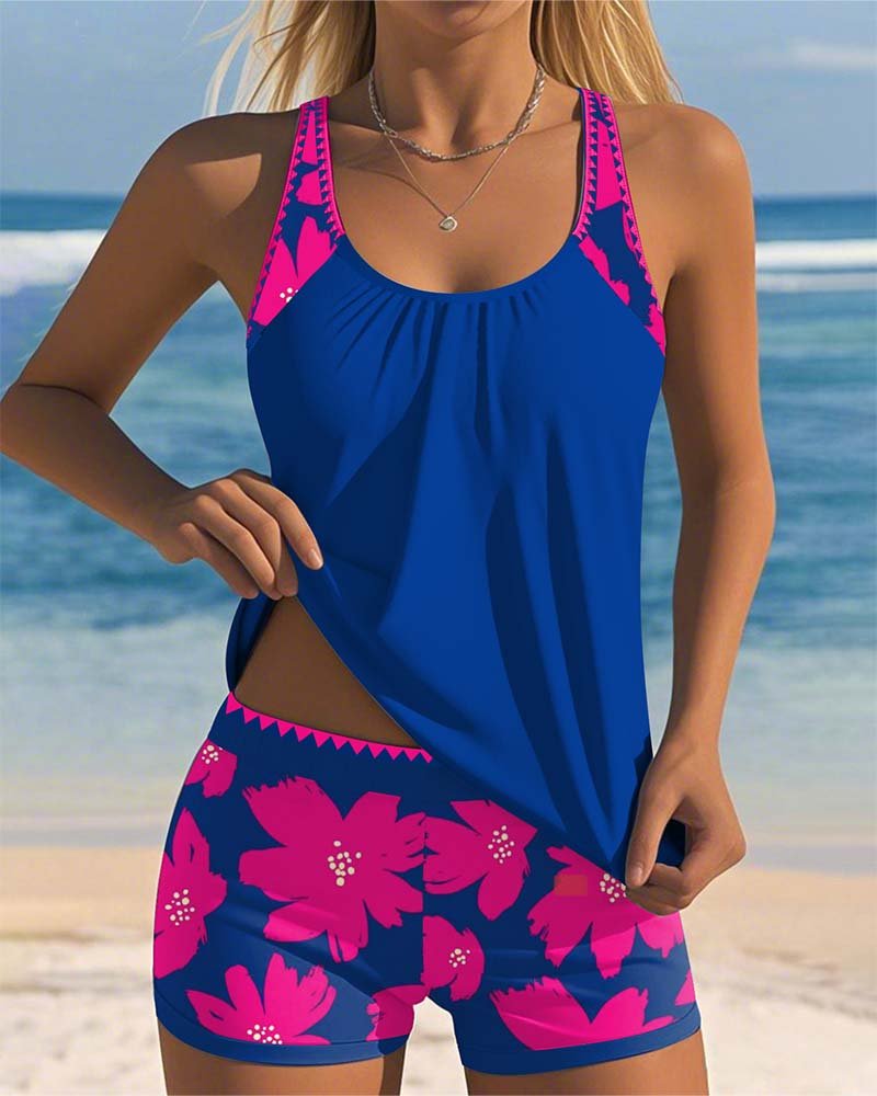Ruched Racerback Beach Swimsuit in Fuchsia