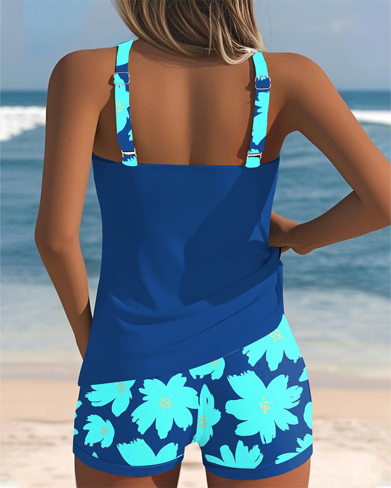Ruched Racerback Beach Swimsuit in Turquoise