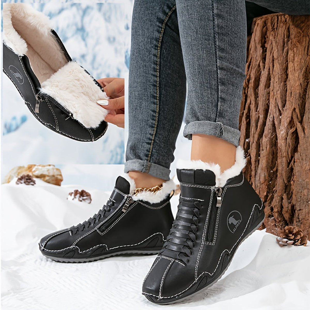 Women's Side-Zip Casual Ankle Boots in Black