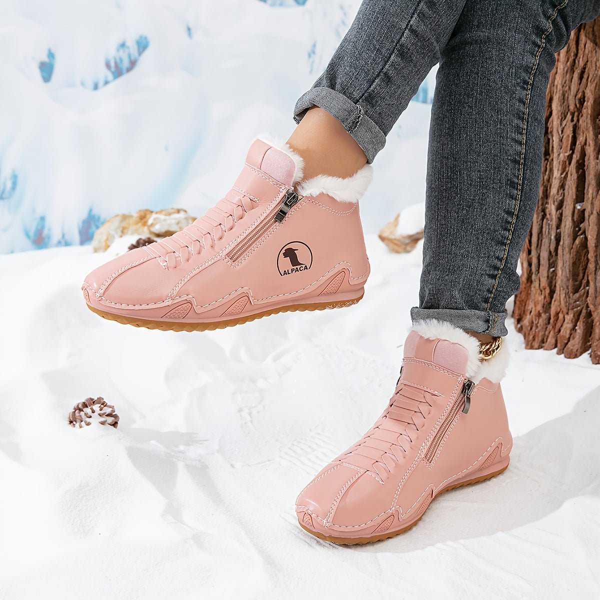 Women's Side-Zip Casual Ankle Boots in Pink