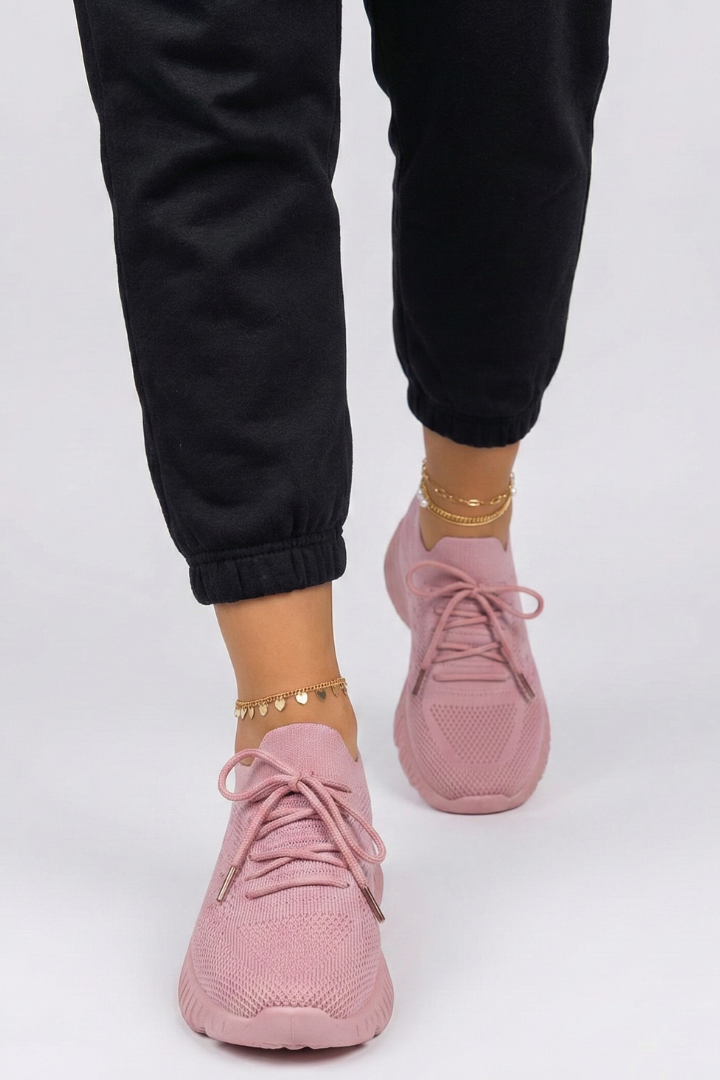 Women's Lace-Up Casual Trainers in Dusty Rose