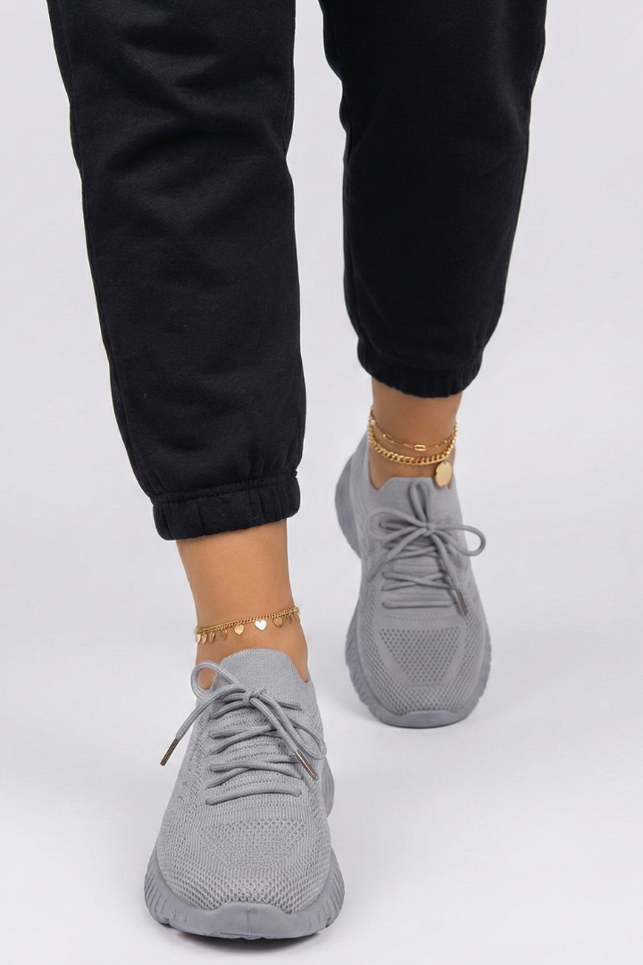 Women's Lace-Up Casual Trainers in Grey