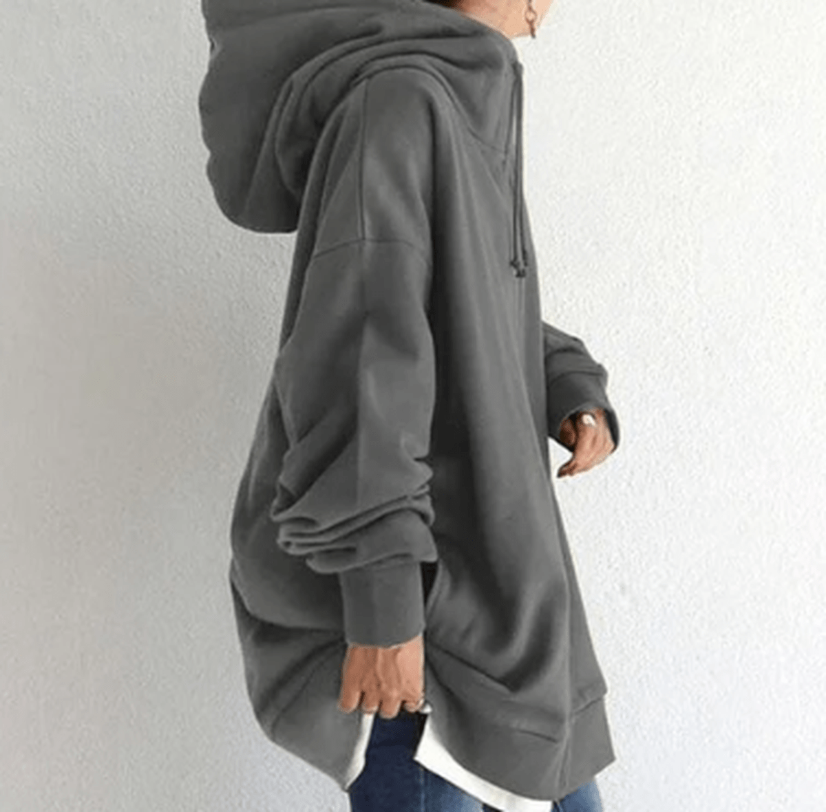Women's Oversized Zip-Up Casual Hoodie in Dark Grey