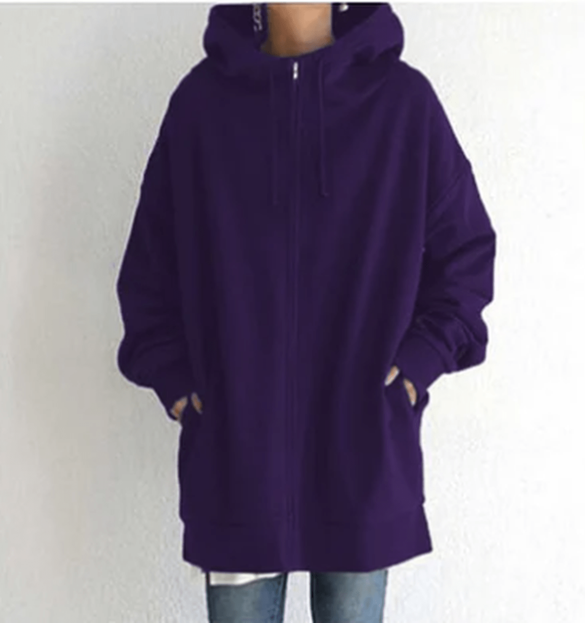 Women's Oversized Zip-Up Casual Hoodie in Purple