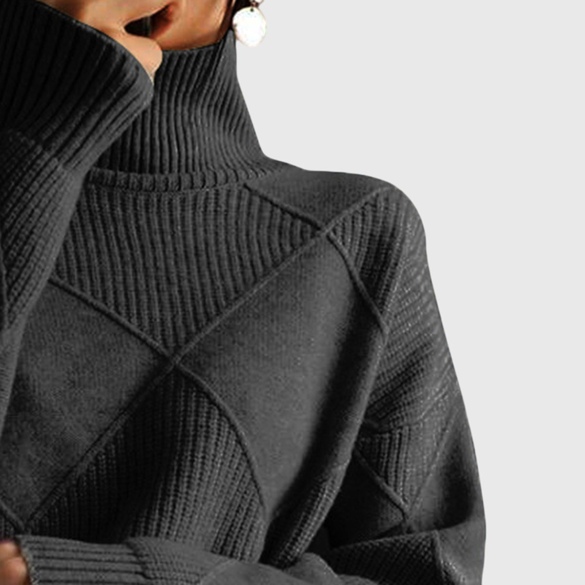 Women's Turtleneck Casual Jumper in Black