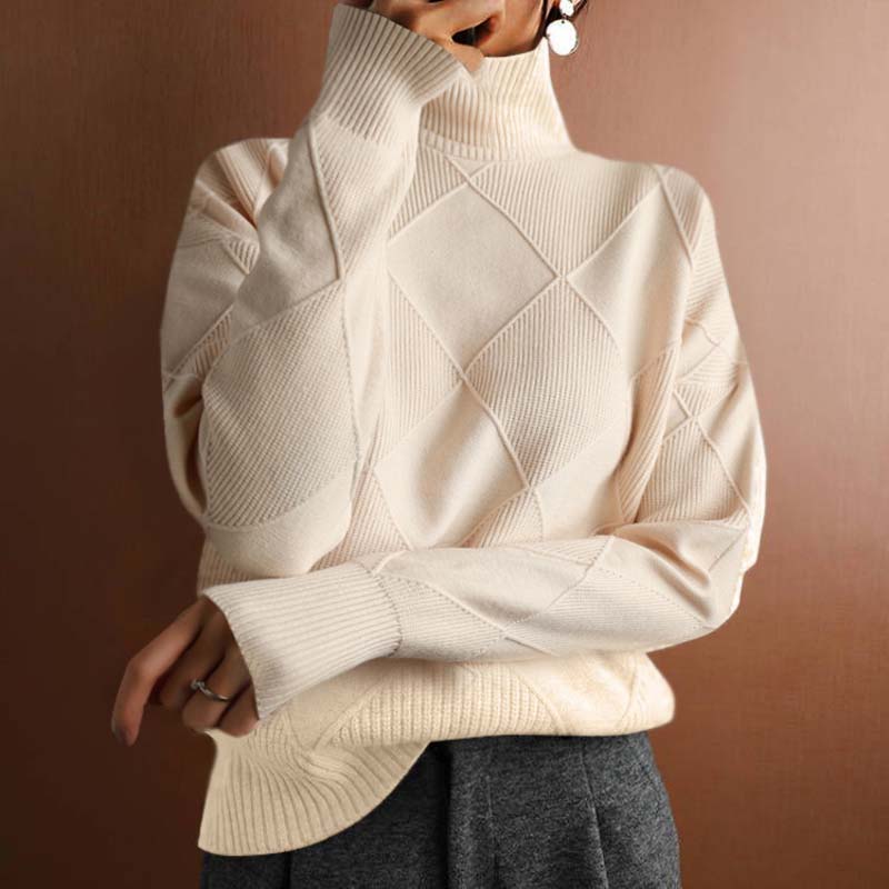 Women's Turtleneck Casual Jumper in Cream